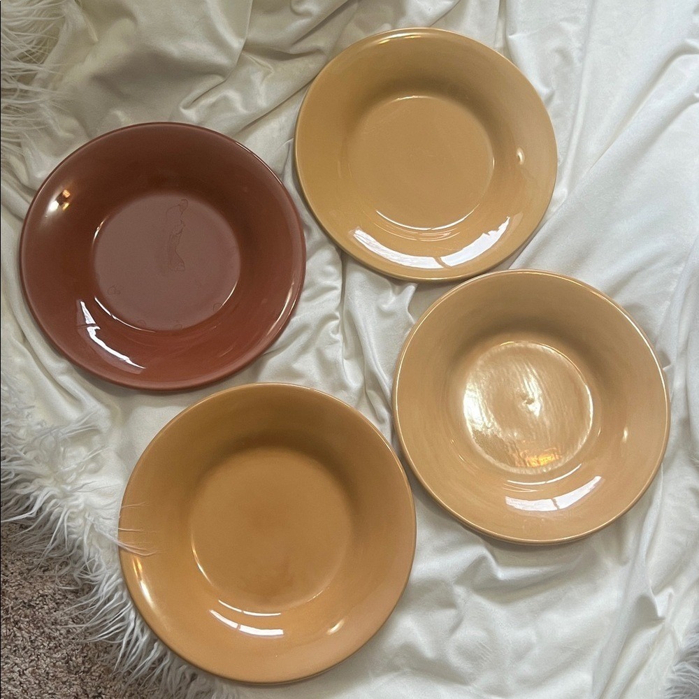 Pottery Barn Sausalito Pasta Bowls Set of 4 Terracotta Amber Stoneware 9.75"